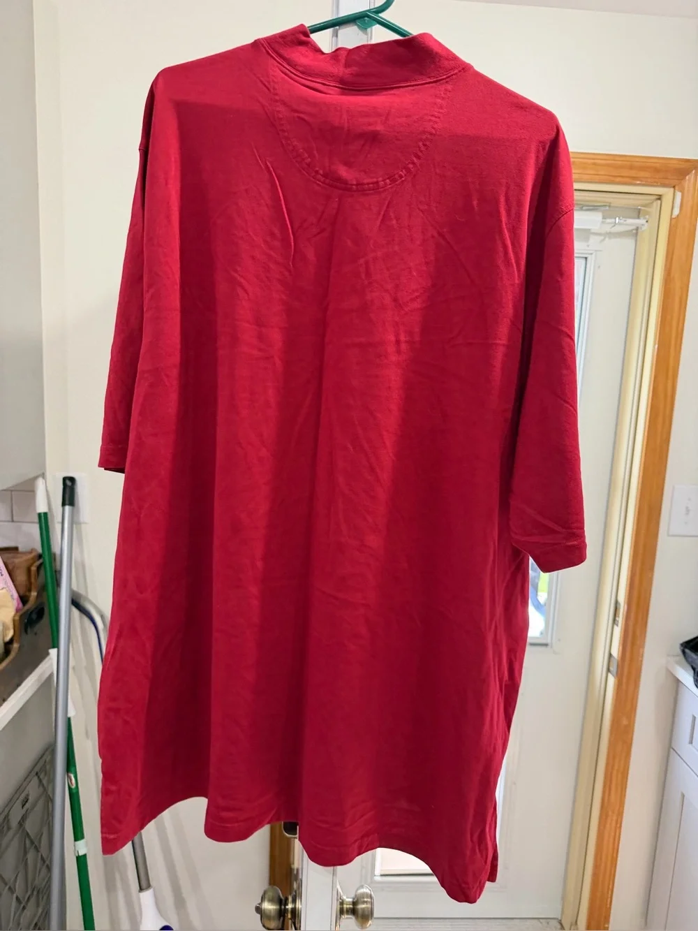adidas Men's Red Short-Sleeve Mock Neck Tee